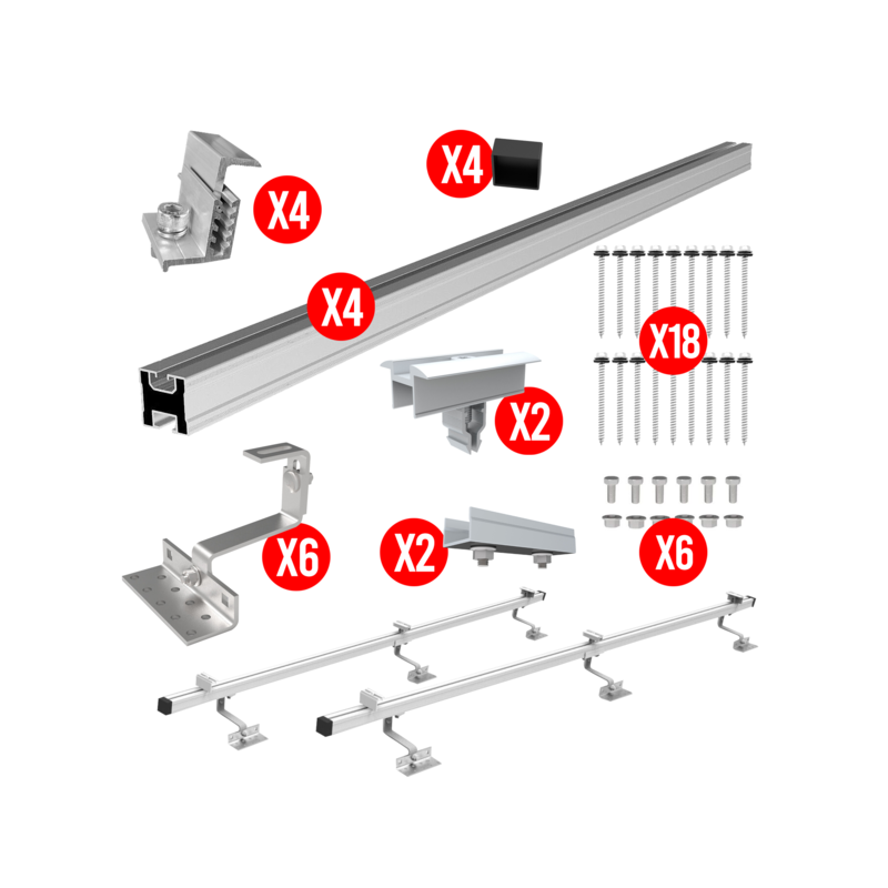 Zestaw uchwytów dachowych do 2 paneli fotowoltaicznych 25-40mm