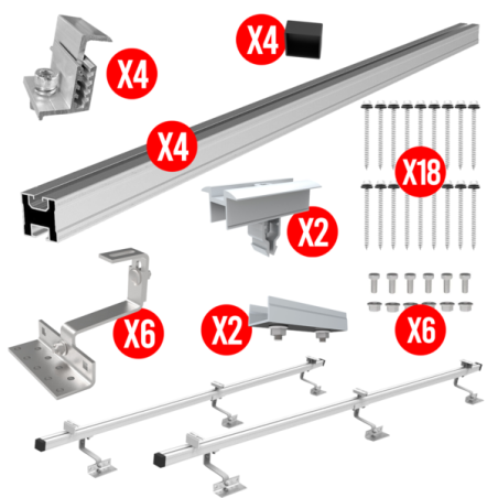 Zestaw uchwytów dachowych do 2 paneli fotowoltaicznych 25-40mm