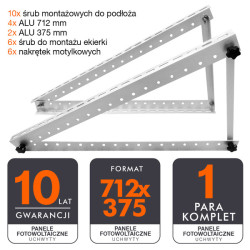 2x Ekierka, trójkąt regulowany 712x375 do montażu paneli fotowoltaicznych 0-90°