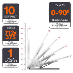 2x Ekierka, trójkąt regulowany 712x375 do montażu paneli fotowoltaicznych 0-90°