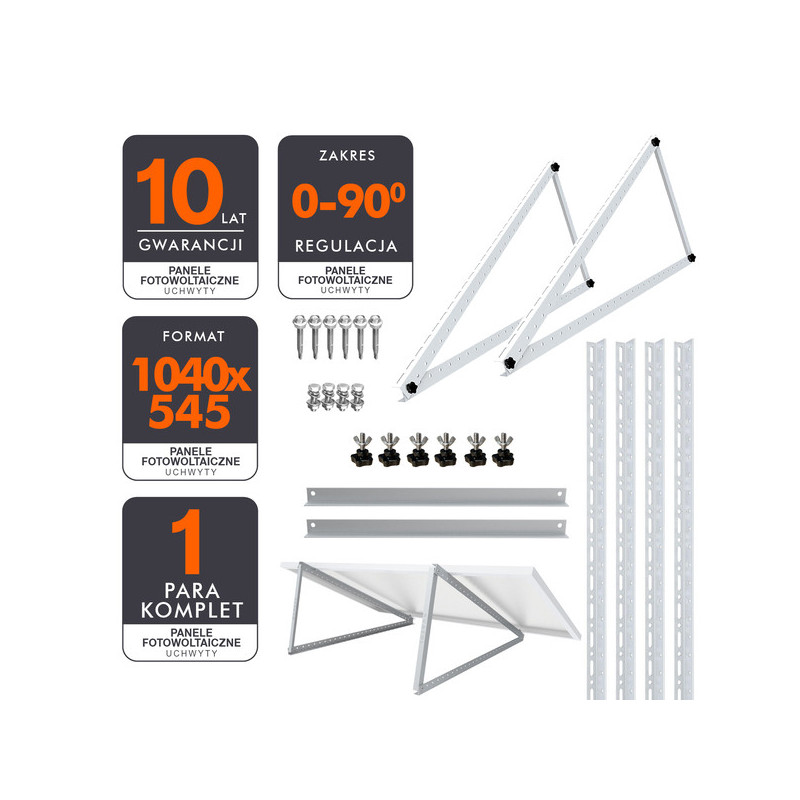 2x Ekierka, trójkąt regulowany 1040x545 do montażu paneli fotowoltaicznych 0-90°
