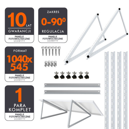 2x Ekierka, trójkąt regulowany 1040x545 do montażu paneli fotowoltaicznych 0-90°