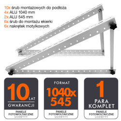 2x Ekierka, trójkąt regulowany 1040x545 do montażu paneli fotowoltaicznych 0-90°