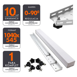 2x Ekierka, trójkąt regulowany 1040x545 do montażu paneli fotowoltaicznych 0-90°