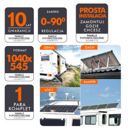 2x Ekierka, trójkąt regulowany 1040x545 do montażu paneli fotowoltaicznych 0-90°