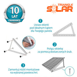 2x Ekierka, trójkąt regulowany 1040x545 do montażu paneli fotowoltaicznych 0-90°