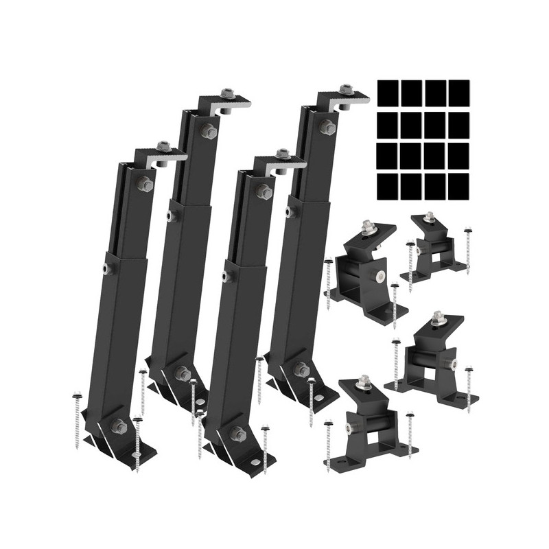 Uchwyt regulowana podstawa 15-30st. do panela fotowoltaicznego 2 PANELE czarny