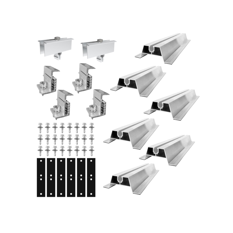 Zestaw uchwytów dla 2 paneli fotowoltaicznych do blachy trapezowej