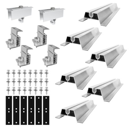 Zestaw uchwytów dla 2 paneli fotowoltaicznych do blachy trapezowej