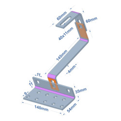 32x HAK - UCHWYT REGULOWANY PV DO KROKWI 145MM