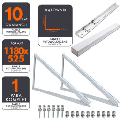 2x Ekierka, trójkąty regulowane 1180x525 do montażu paneli fotowoltaicznych 0-90