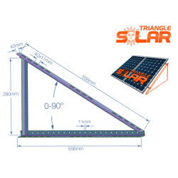 Ekierka, trójkąt regulowany 556x290 do montażu paneli fotowoltaicznych 0-90°