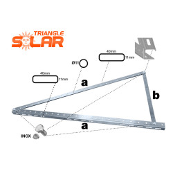 Ekierka, trójkąt regulowany 556x290 do montażu paneli fotowoltaicznych 0-90°